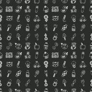 seamless doodle baby pattern N11