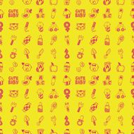 seamless doodle baby pattern N12