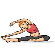 Hand drawn Young woman practicing yoga isolated on white