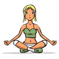 Hand drawn Young woman practicing yoga isolated on white N2