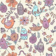 Cute colorful seamless pattern with birds N2