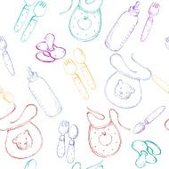 seamless pattern with baby items