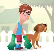 boxer kid and dog