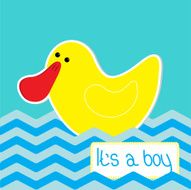 Baby boy shower card with funny duck