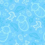 Baby boy doodle seamless pattern