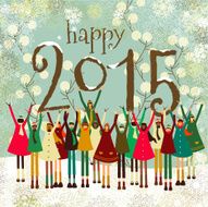 Happy New Year 2015 christmas children multiethnic