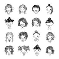 Set of cute girl characters cartoon for your design N2