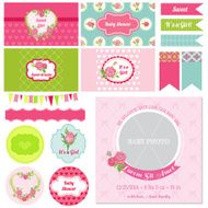 Scrapbook Design Elements - Baby Shower Flower Theme N3