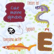 Sea very cute Alphabet marine set in vector E letter Electric e