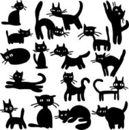 set of cartoon black cat