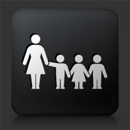 Black Square Button with Teacher &amp; Students Icon