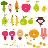 Foody friends fruit and vegetable character crunch illustration