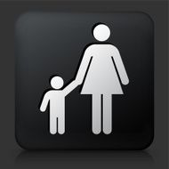 Black Square Button with Mother &amp; Boy Family