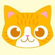 Cartoon Adorable Cat Face Isolated Illustration