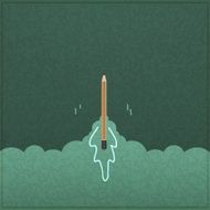 Creativity learning Rocket ship launch made with pencils N2