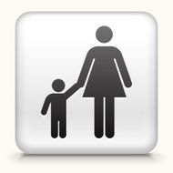 White Square Button with Mother &amp; Boy Icon