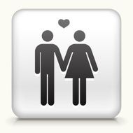 A square white icon with a couple holding hands in black