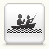 Square Button with Fishing Family