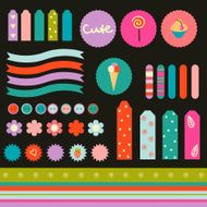Scrapbook elements with cupcake ice-cream and lollipop