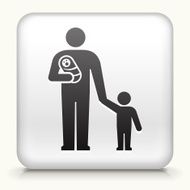 Square Button with Father and Children