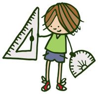 Boy holding a protractor and set square