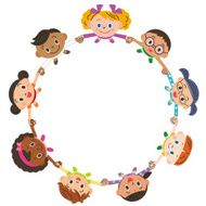 Children tying a hand