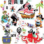 cartoon set with pirates