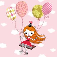 Girl and Birthday Balloons