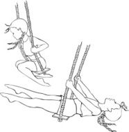 little girls on swings