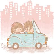 Kawaii kids and car