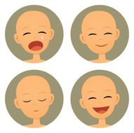 Baby Emotions Different Expressions on Infant Faces Retro Cartoon Style