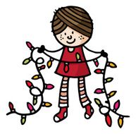 Child holding christmas lights