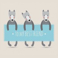 romantic greeting card with cute dogs