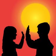 Vector silhouette of children N266