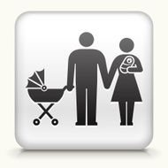 Square Button with Family and Baby