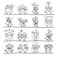 Hand Drawing Cartoon Happy Couple Wedding N3