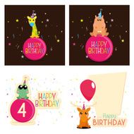 Set Of Different Cute Happy Birthday Cards N4