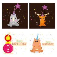 Set Of Different Cute Happy Birthday Cards N5
