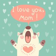 Greeting card for mom with cute puppy