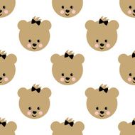 Cute vector background with girl teddy bear