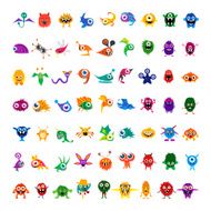 Big vector set of drawings custom characters isolated colorful monsters