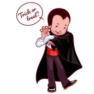 Boy dressed as a vampire for Halloween