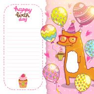 Happy Birthday card with hipster fox N13