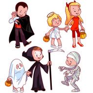 Children in various costumes for Halloween