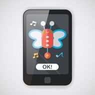 Butterfly music toy flat icon with long shadow eps10 N23