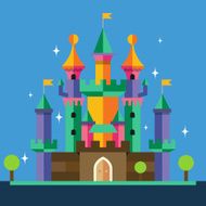 Cartoon castle Vector flat illustration