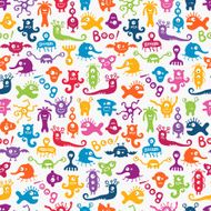 Vector seamless pattern with cute baby monsters