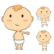 Happy baby mascot cartoon set