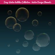 Vector isolated Soap Water bubbles collection