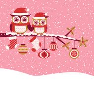 christmas cartoon owls illustration N2